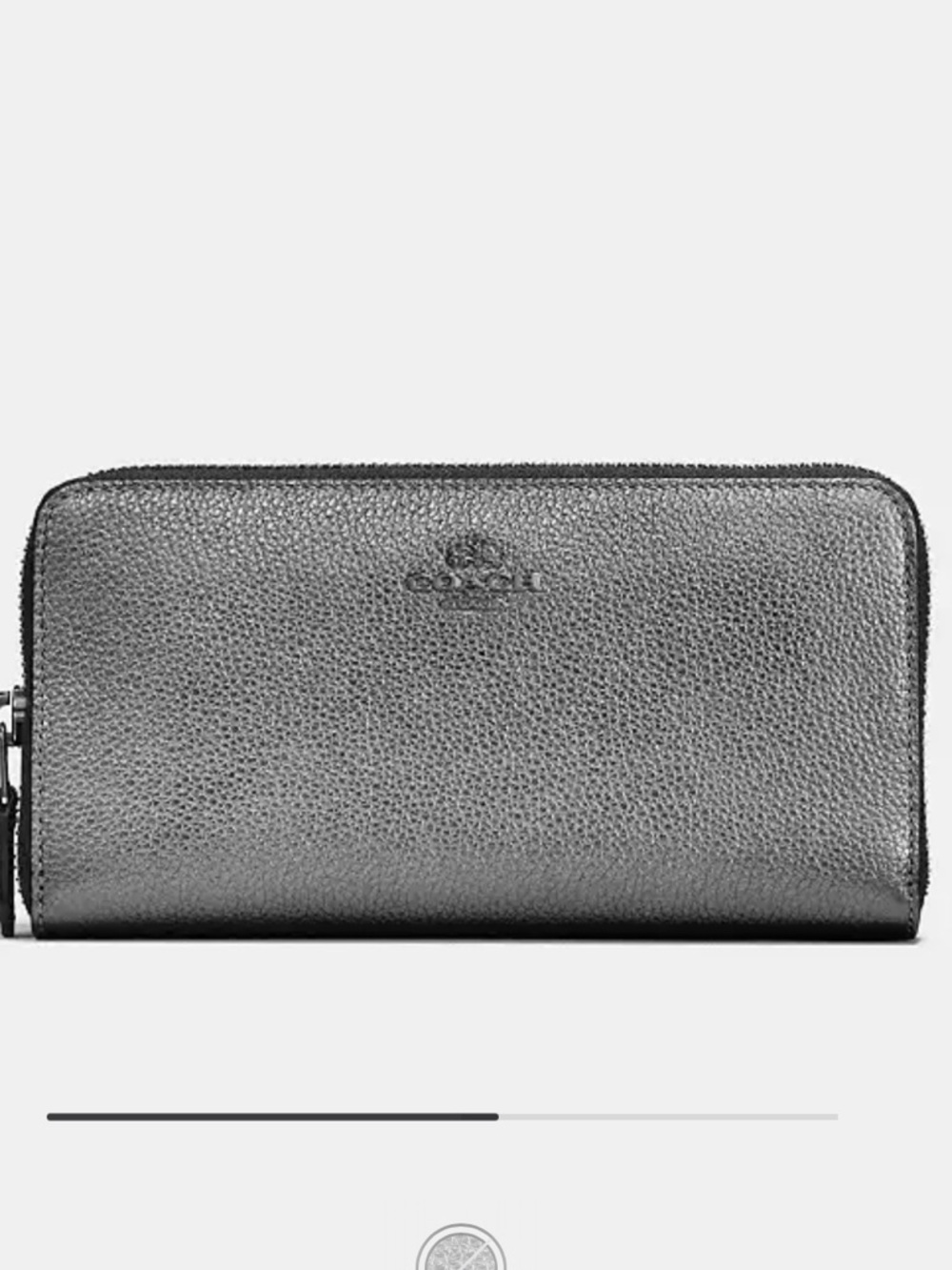 Coach gunmetal gray/black metallic Leather accordion long Wallet EUC